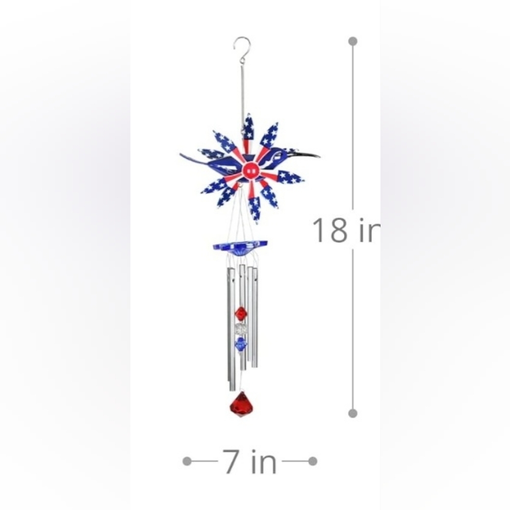 Patriotic Hummingbird Wind Chime - Picture 3 of 13
